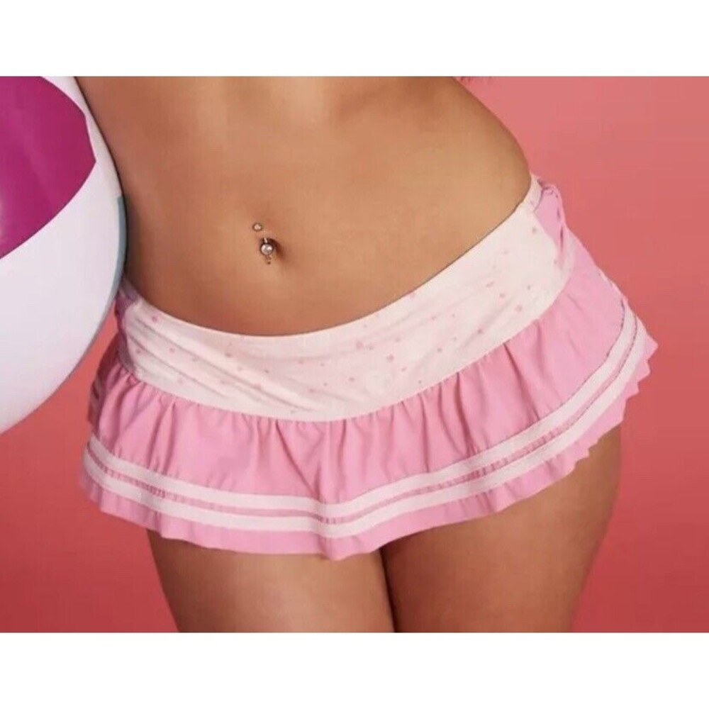 Kirby Varsity Striped Skirted Swim Bottoms Womens Juniors Size M